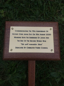 WWII VJ Day commemoration plaque