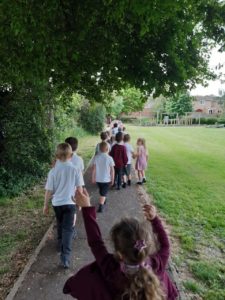 Children walking along a path