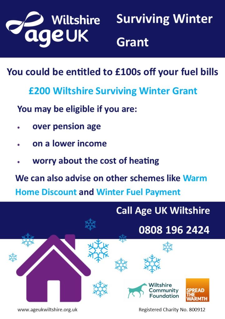 Wiltshire Age UK winter grant poster