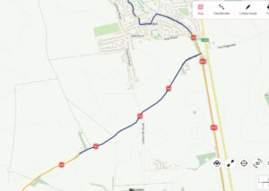 Route 45 cycle map including rural area