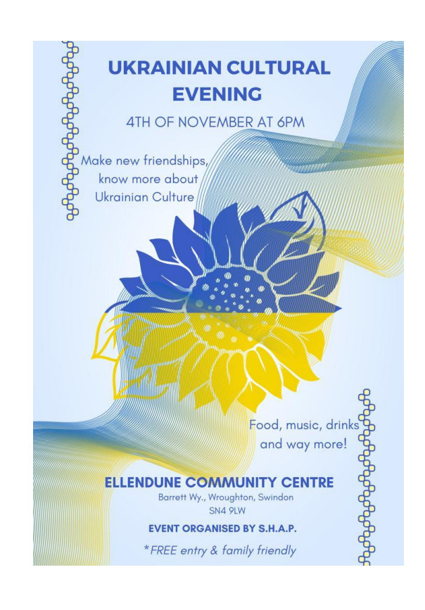 Ukrainian Cultural Evening, Ellendune Community Centre, 4th November 6pm