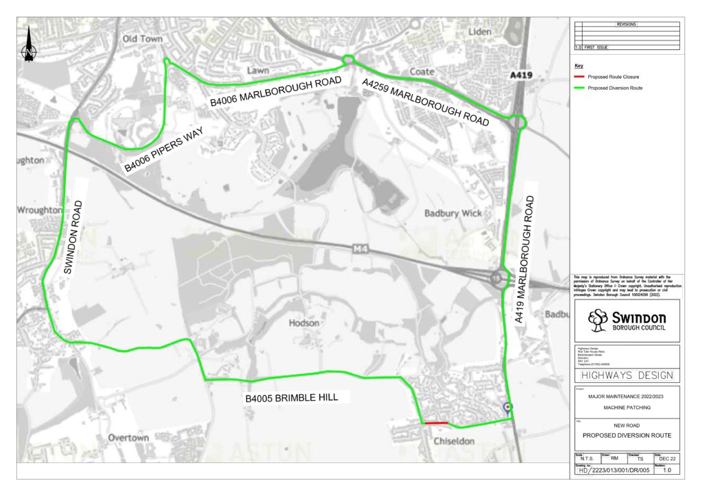 Map showing proposed diversion route for new road