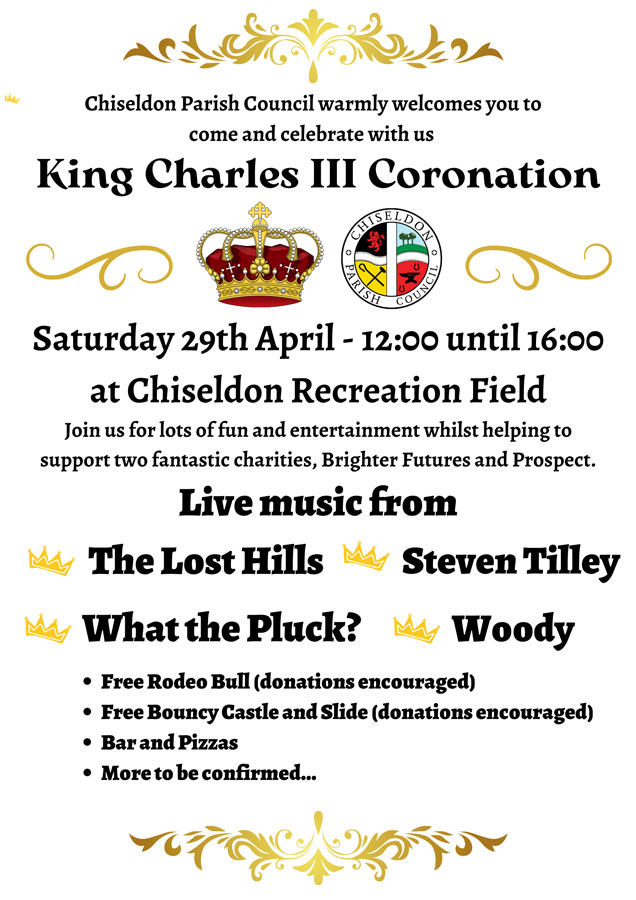 King Charles III coronation poster 29th April 12-6pm
