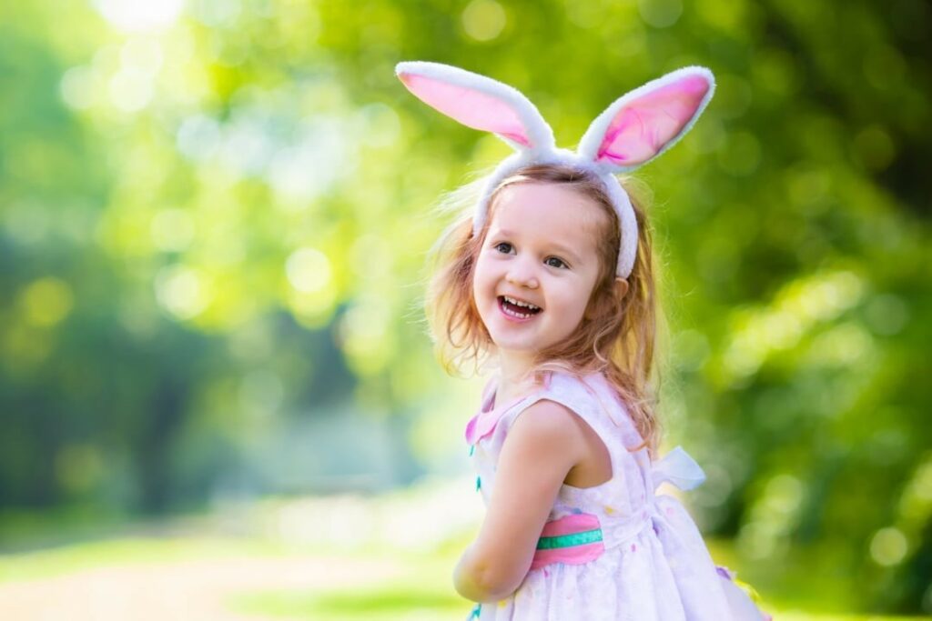 Little girl with Easter bunny ears