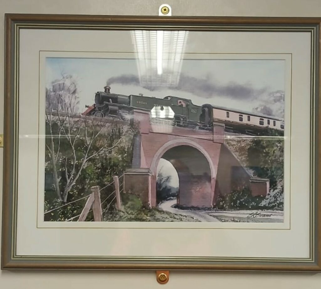 Watercolour of locomotive
